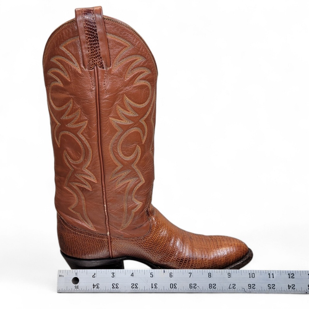 Larry Mahan Lizard Cowboy Boots 3112 Brown Size 7 B Narrow Western Dance - Picture 14 of 15